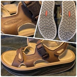 MBT Kisumu 3S Leather Sandals Brown Rocker Sole Comfort Walking Normcore